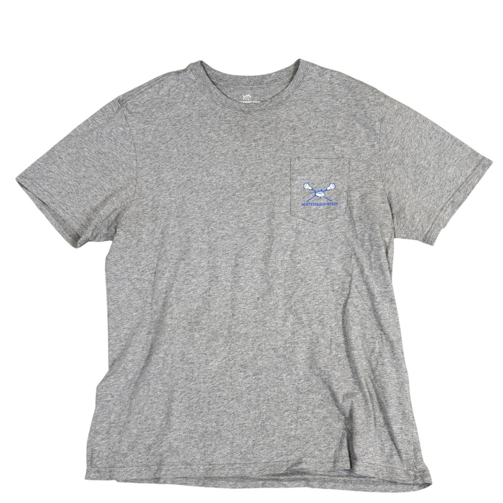 Southern Tide Mens XL Gray Lacrosse Skipjack Pocket T-Shirt Short Sleeve Cotton